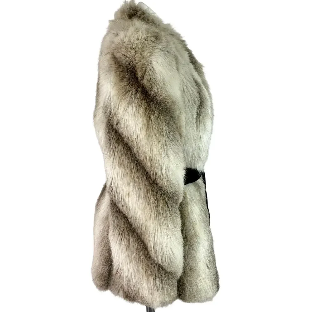 Vintage Faux Fox Fur Short Coat – Quiet Luxury Winter Statement Jacket Medium - Picture 6 of 12